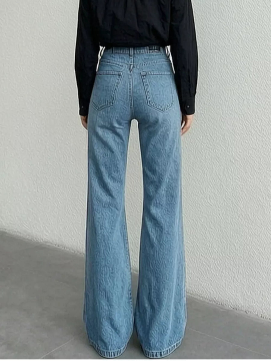 Light Blue with High-waisted Bootcut Jeans