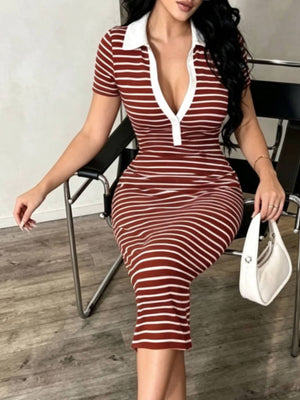 classic bodycon dress in White with collared