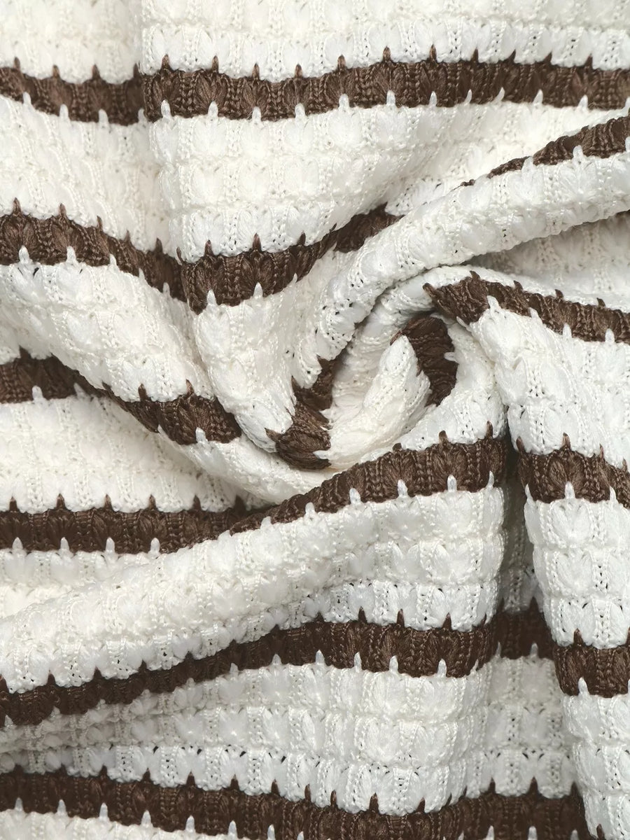 dark brown pullover sweater with pullover and striped