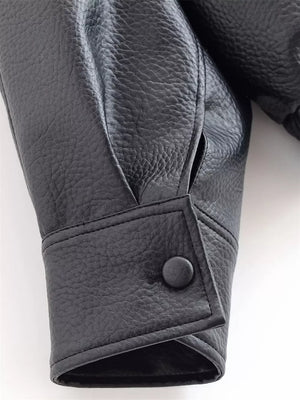 Asymmetrical Faux Leather Moto Jacket in Black
