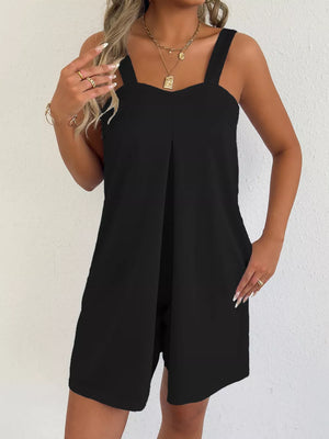 Light Blue Sweetheart Neck Wide Strap Romper
