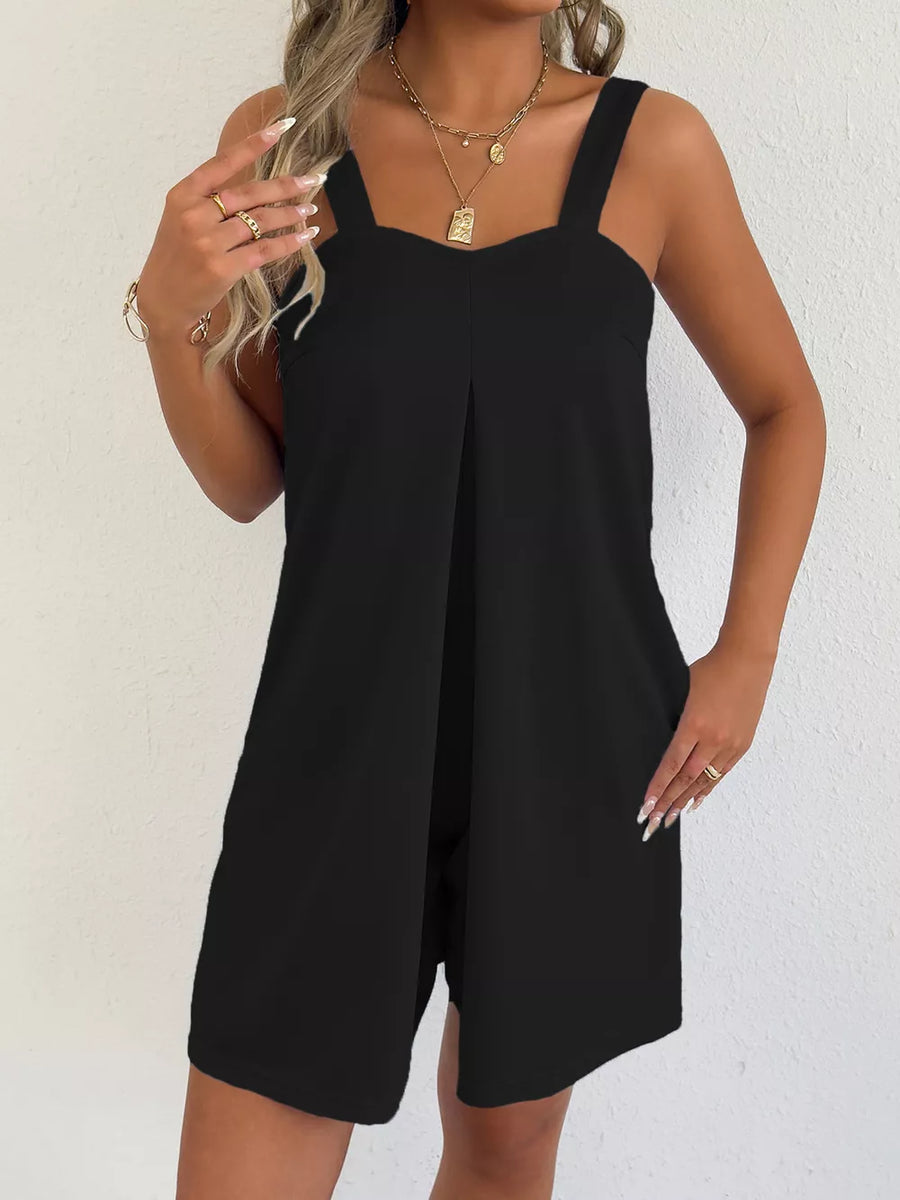 Light Blue Sweetheart Neck Wide Strap Romper