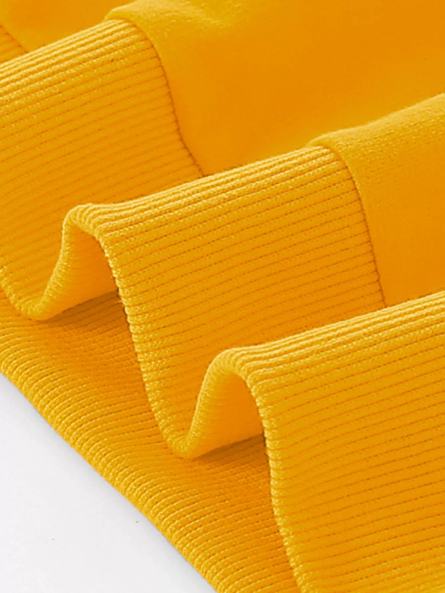Mustard yellow baby sweatshirt with ribbed texture detail