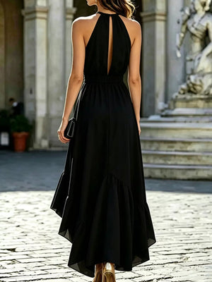 Apricot Ruffled High-low Sleeveless Maxi Dress