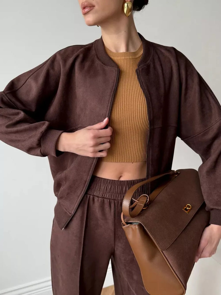 lounge set in Apricot with pocketed and waist-length, full-length