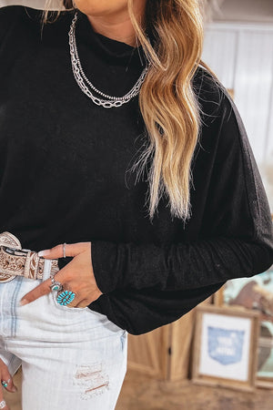 minimalist top in Black with mock neck