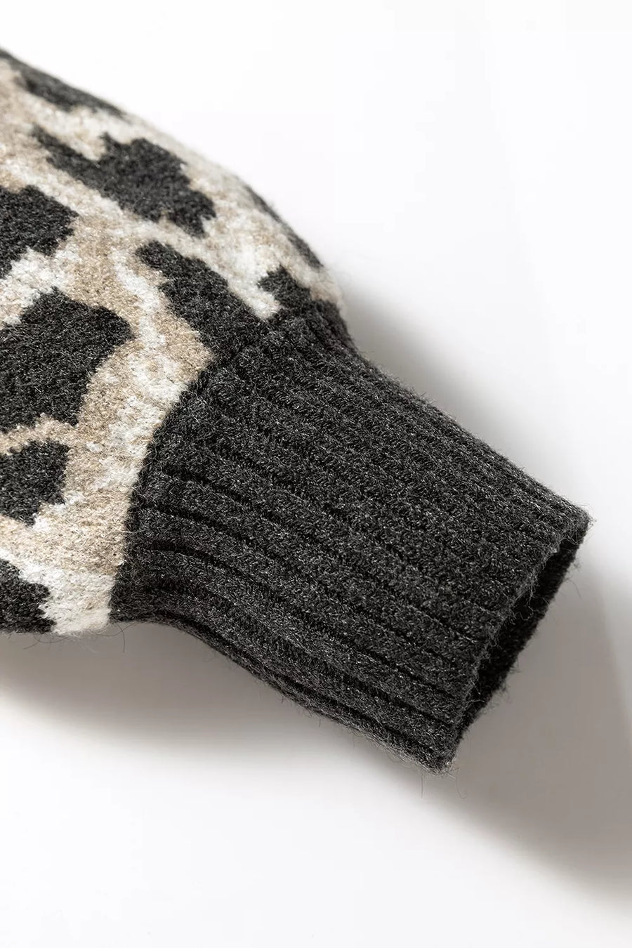 oatmeal pullover sweater with pullover and leopard-print