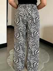 wide-leg pants in Light Leopard with drawstring waist and full-length