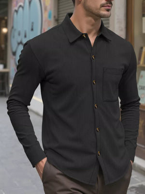 Army Green Men's Full Size Casual Button Up Long Sleeve Shirt