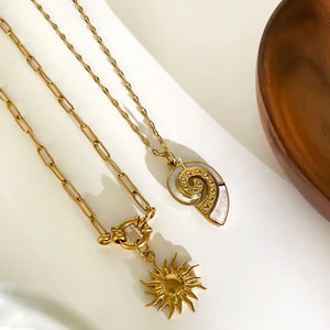necklace featuring motif in gold with Enamel,18K Gold-Plated,Stainless Steel Care instructions: Avoid wearing during e