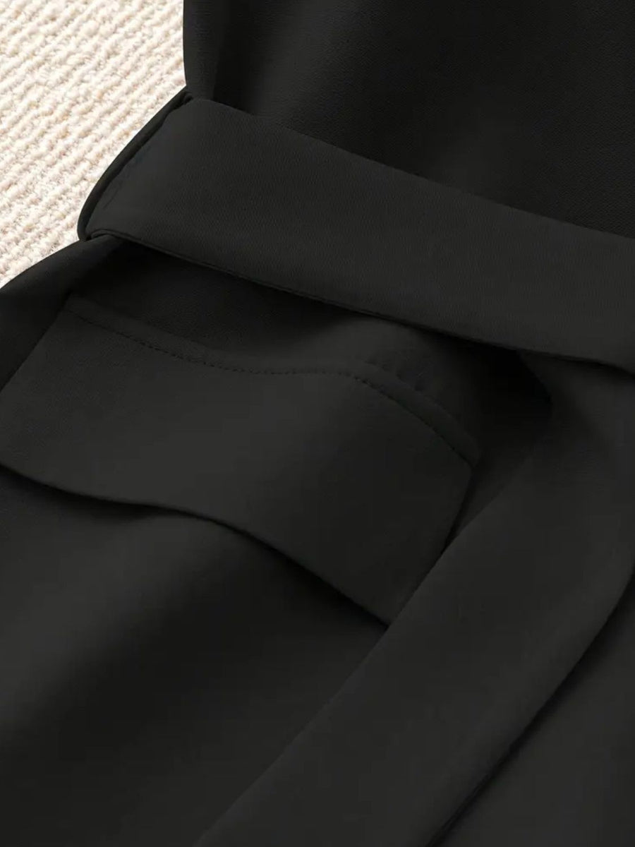 Black belted jacket with pocket detail
