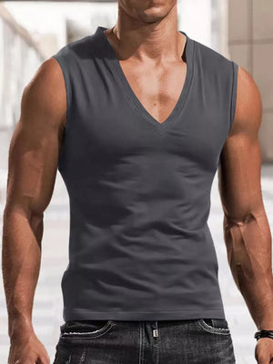 Royal Blue Men's Full Size V-neck Tank Top Plus Size