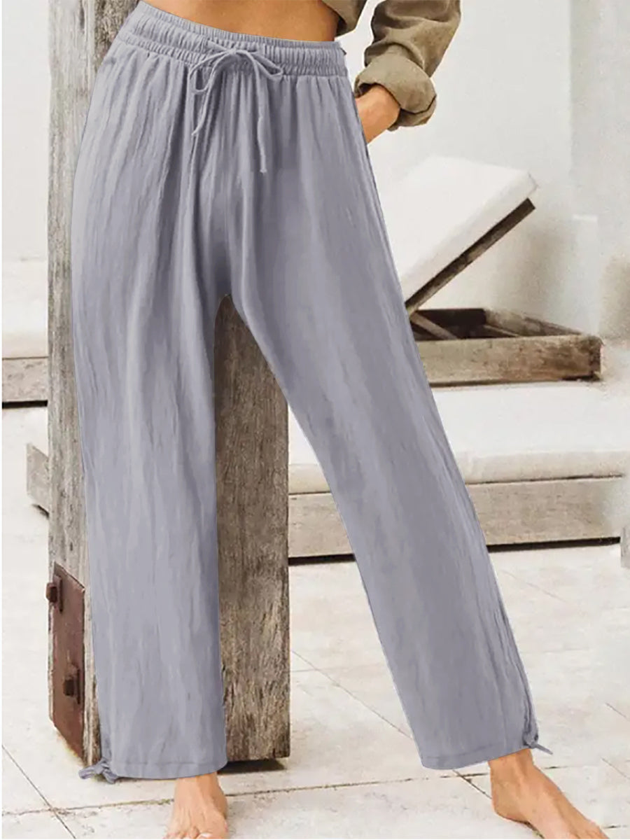 Full Size Casual Drawstring Wide-leg Pants in Dark Gray, view 13