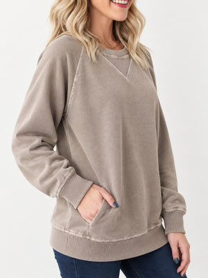 Polyester Care instructions: Machine wash cold sweatshirt in Mocha with relaxed silhouette