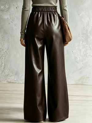 Criss-Cross Wide Leg Pants in olive green with seam detail