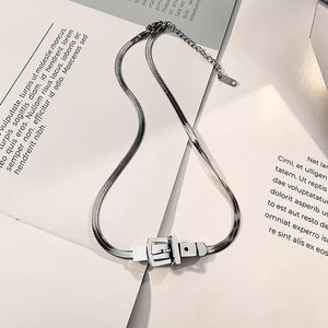 Chic Buckle Titanium Steel Silver Choker Necklace option 6