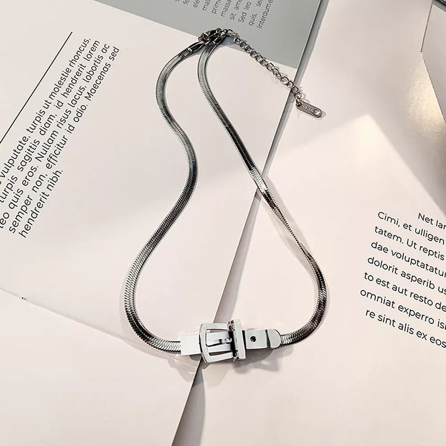 Chic Buckle Titanium Steel Silver Choker Necklace option 6
