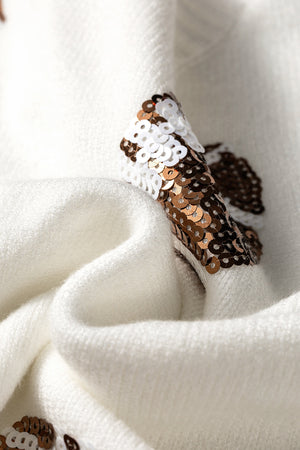 bronze pullover sweater with pullover and novelty print