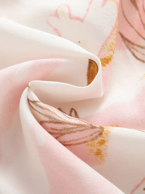 Toddler cotton bottoms in blush pink with a charming bunny print