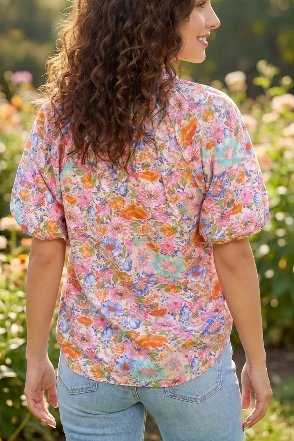 Print Puff Sleeve Blouse in this colorway