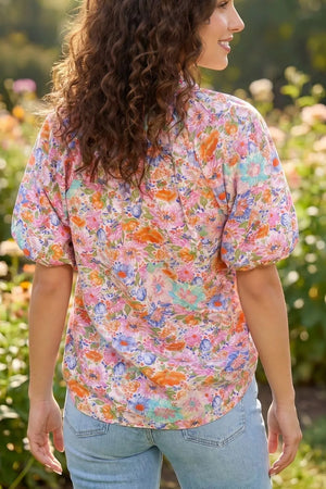 Print Puff Sleeve Blouse in this colorway