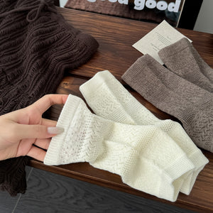ivory socks with crew-length and elastic