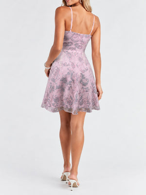 mini dress featuring ornamental in Sky Blue with Polyester and spandex blend, with at least 95% polyester texture