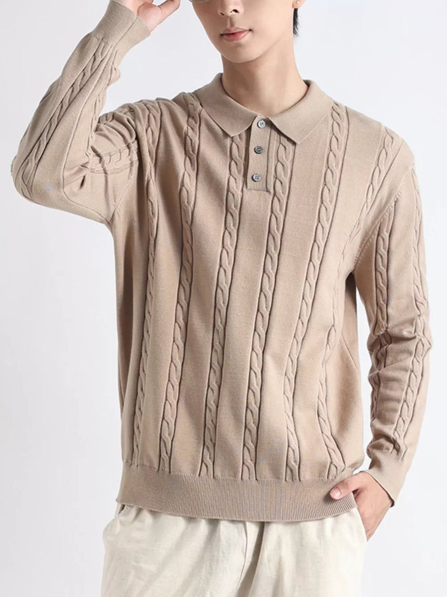 preppy pullover sweater in Black with collared