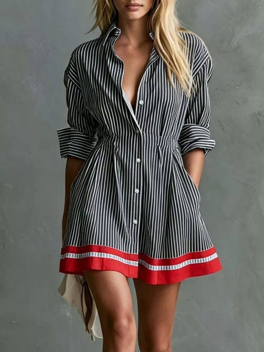 coastal shirt dress in Apricot with collared