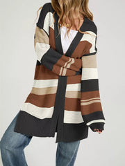 charcoal cardigan with color-block and v-neck