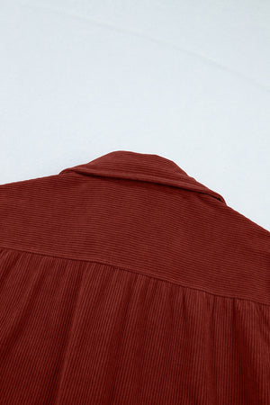 rust relaxed button-up shirt with collared