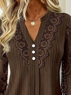 Apricot blouse with hip-length and half-button
