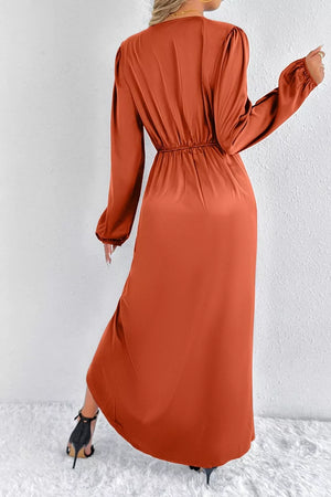 Taupe midi dress with midi and wrap