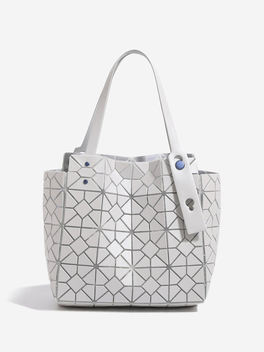 Geometric Lattice Structured Handbag Tote Bag in Dark Gray with structured