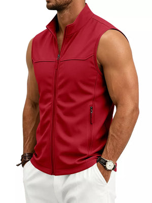 athleisure vest in Sky Blue with mock neck