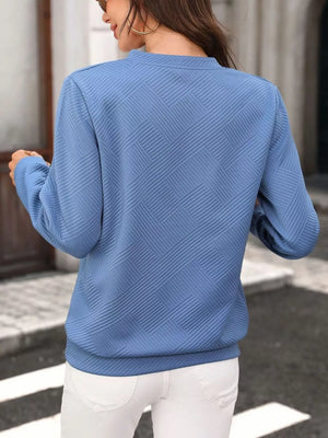 athleisure sweatshirt in sky blue with mock neck