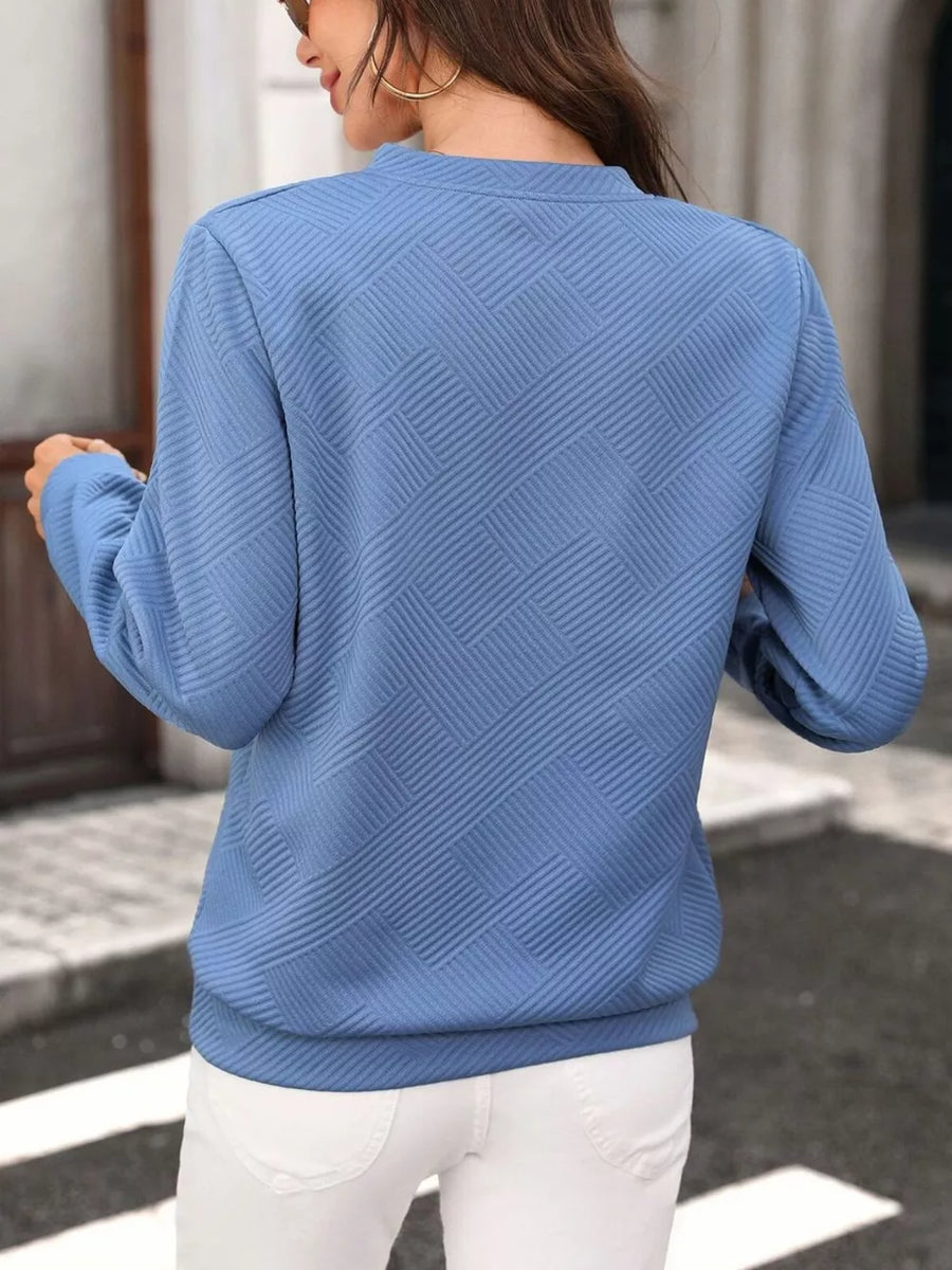 athleisure sweatshirt in sky blue with mock neck