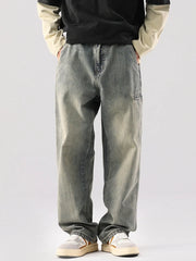 Black Men S Vintage Wash Relaxed Fit Jeans