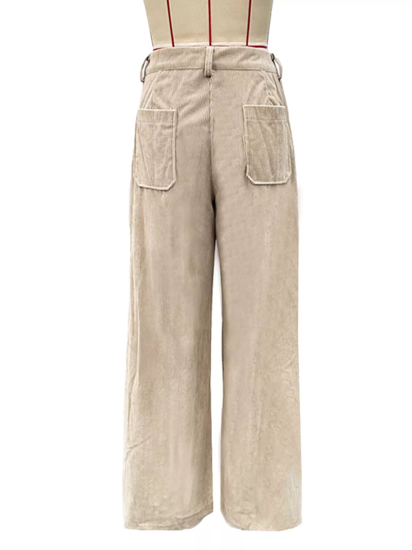 Chic wide-leg corduroy trousers in apricot with patch pockets and a comfortable fit.