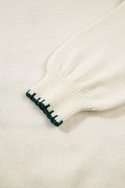 pullover sweater in ivory with basic style and hip-length