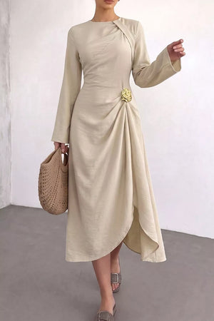 Ruched Long Sleeve Midi Dress option 5