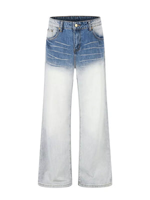 jeans in medium blue featuring pocketed and wide-leg fit