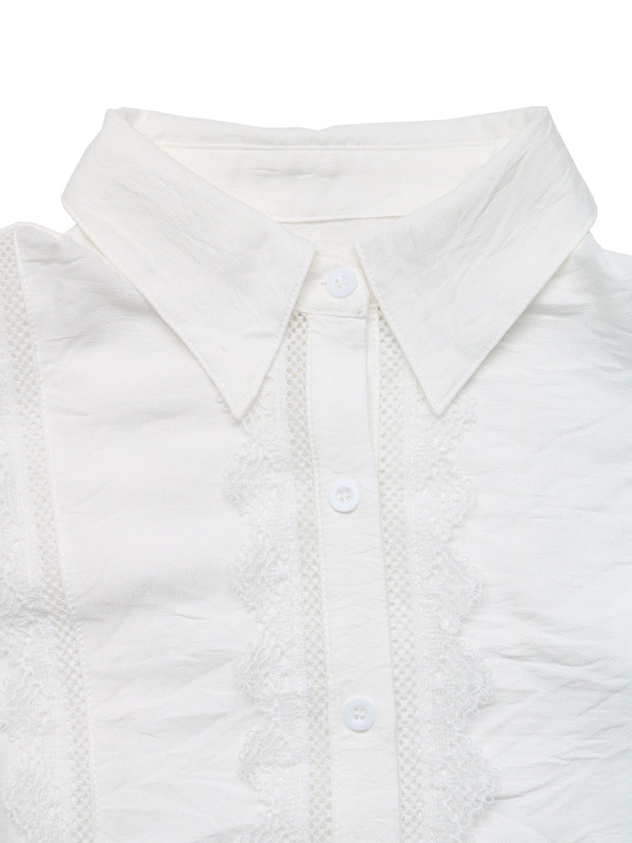 White regular button-down shirt with collared