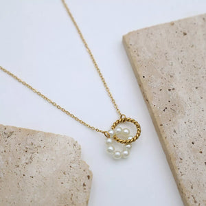 Synthetic Pearl,18K Gold-Plated,Stainless Steel Care instructions: Avoid wearing necklace in Gold with regular silhouette