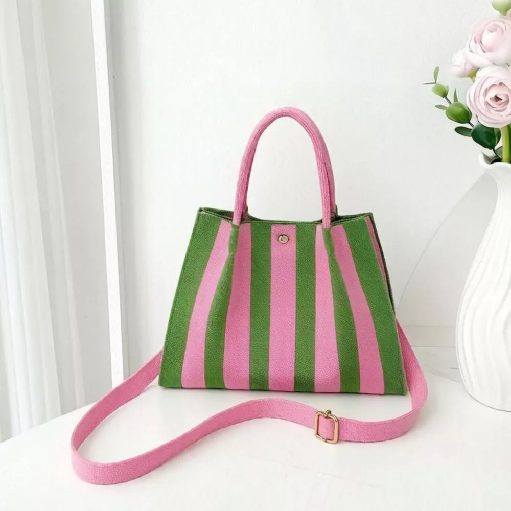 Royal Blue Striped Adjustable Strap Crossbody Bag