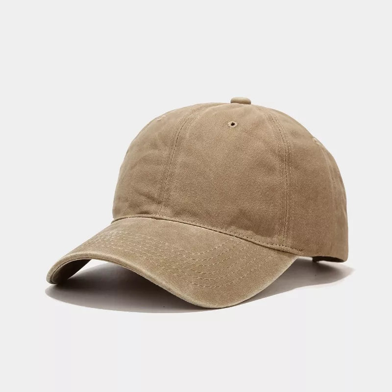 Vintage Vintage Washed Cotton Baseball Cap in Black with washed effect