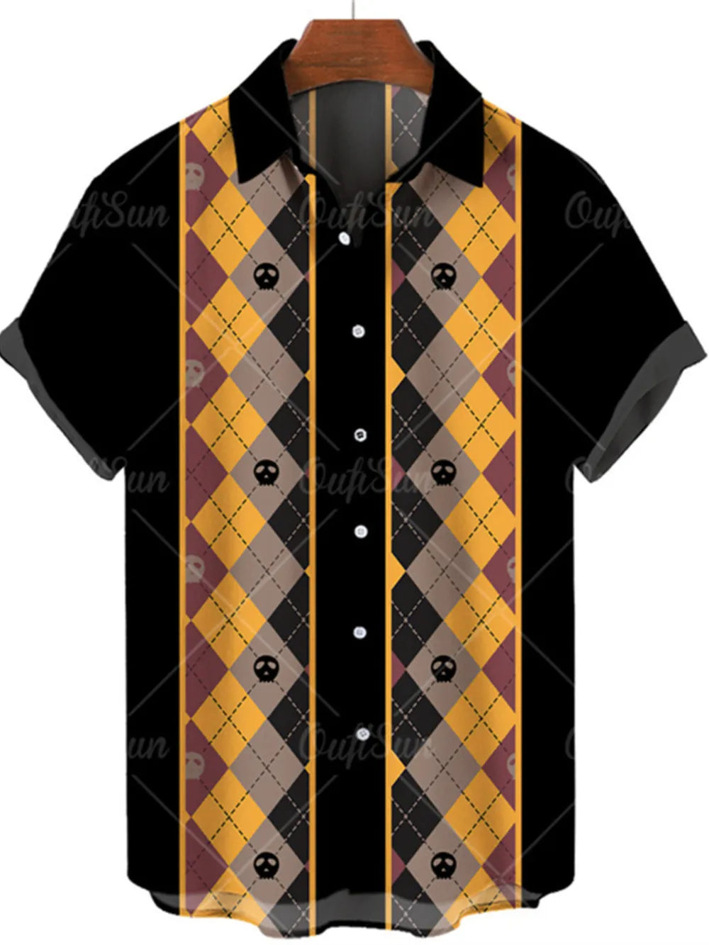 Moss Men's Plus Size Printed Button Up Short Sleeve Shirt