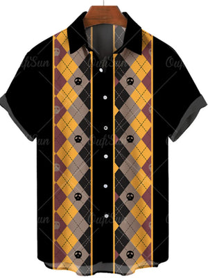 Moss Men's Plus Size Printed Button Up Short Sleeve Shirt