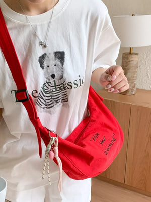 Nylon Imported Size &amp shoulder bag in Red with relaxed silhouette