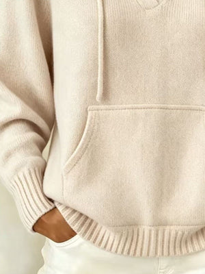 Drawstring Kangaroo Pocket Hooded Sweater in Sky Blue with drawstring